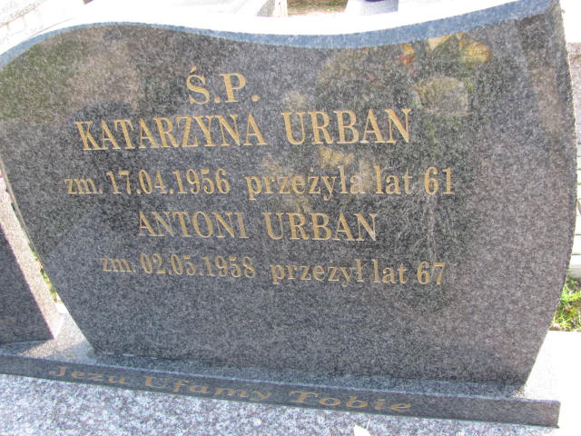 Antoni Urban Jasło Gmina - Grobonet - Wyszukiwarka osób pochowanych