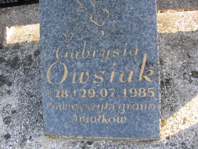 Gabriela Owsiak 1985 Jasło Gmina - Grobonet - Wyszukiwarka osób pochowanych