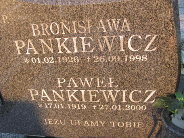 Bronisława Pankiewicz 1926 Jasło Gmina - Grobonet - Wyszukiwarka osób pochowanych