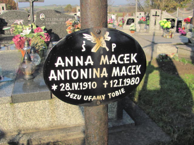 Antonina Macek 1910 Jasło Gmina - Grobonet - Wyszukiwarka osób pochowanych