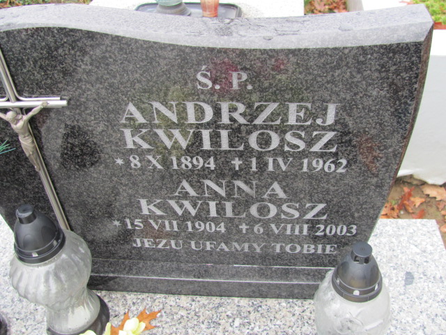 Andrzej Kwilosz  1894 Jasło Gmina - Grobonet - Wyszukiwarka osób pochowanych