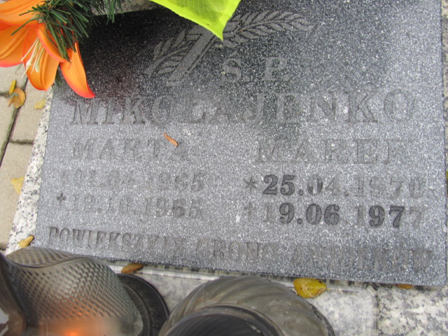 Marta Mikołajenko 1965 Jasło Gmina - Grobonet - Wyszukiwarka osób pochowanych